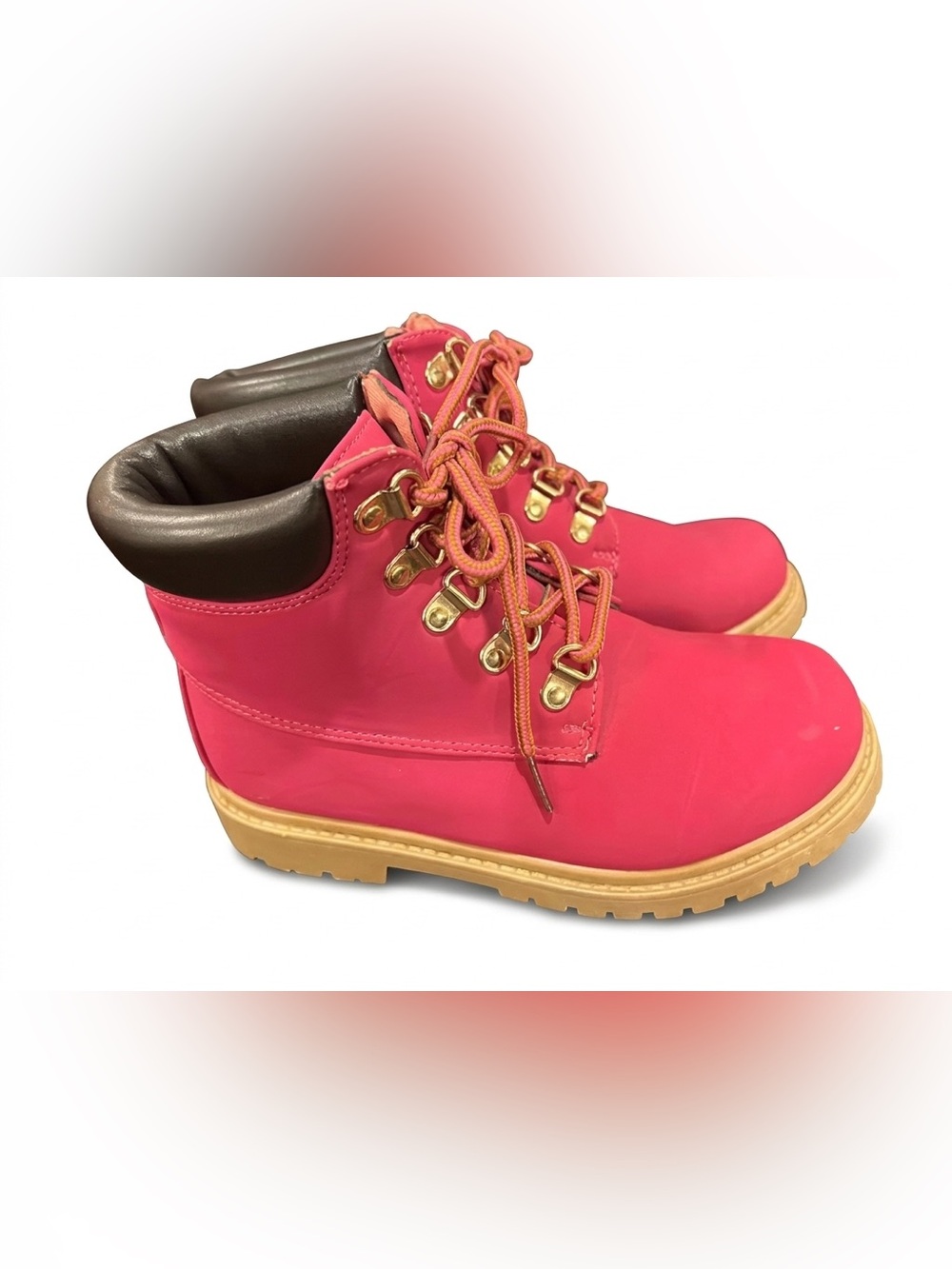 Fashion Class USA Kids "Working Hiking" Pink Lace-Up Boots - Size 2